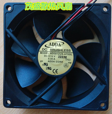 台湾原装 ADDA AD0912US-A70GL 12V 0.30A 9025 9CM 2线 散热风扇