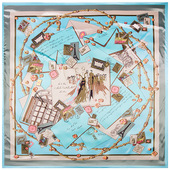 欧美建筑人物 90cm新款 女士仿真丝大方巾丝巾围巾 90cm 麦桐丝巾