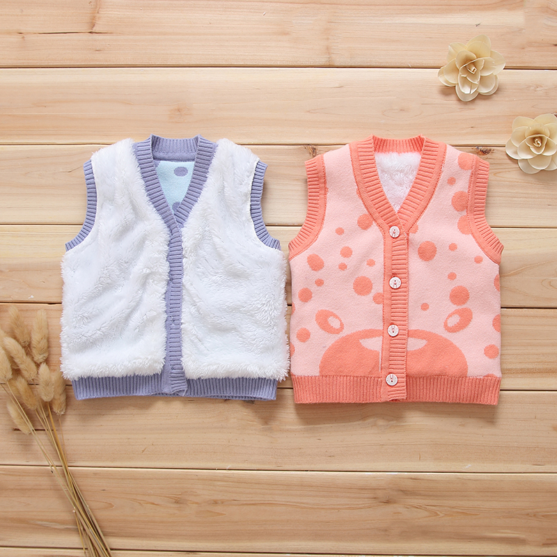 新生儿打底加绒加厚毛线衣背心