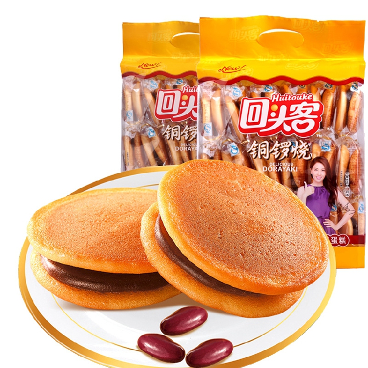 回头客食品铜锣烧红豆味/香芋味 蛋糕小面包160g 整箱24袋包邮