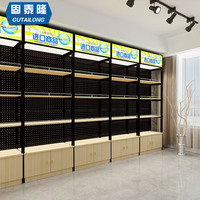 固泰隆鋼木超市貨架單面書架展示架木質(zhì)進(jìn)口商品貨架商場精品展架