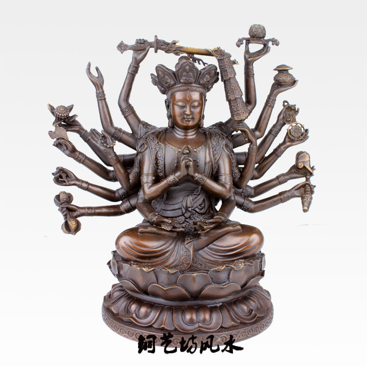 纯铜准提菩萨摆件大号准提佛母铜观音铜像佛堂客厅工艺品摆设