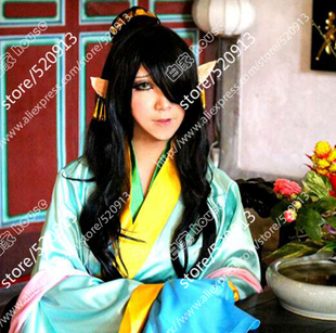 cosplay假发 鬼灯的冷彻 妲己 黑色一米长卷发+发包古装女鬼假发