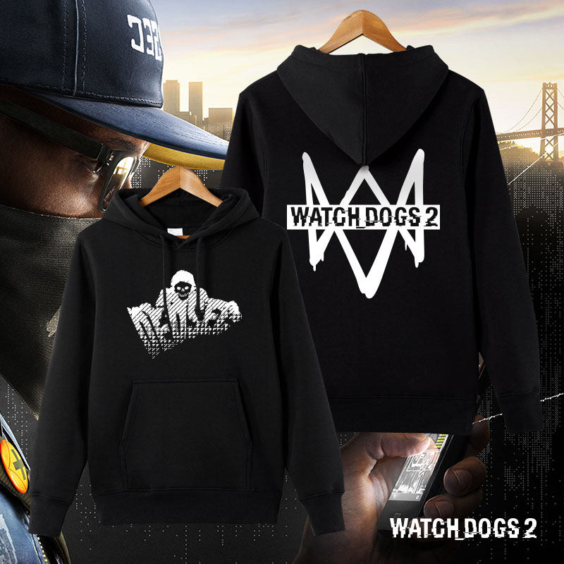 红韩春夏新款 看门狗2 卫衣 游戏周边watch dogs 2黑客加绒连帽男