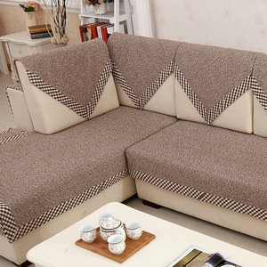 亚麻沙发垫靠背巾套罩加厚防滑四季通用布艺真皮棉麻简约现代客厅