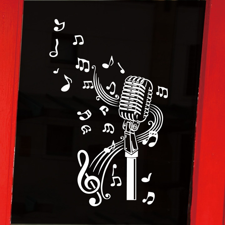 我的麦克风 音乐教室背景贴纸音符乐器琴行培训班酒吧ktv墙贴贴画