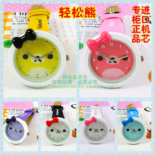 新款香港卡通蝴蝶结轻松熊系列手表儿童表果冻皮带表-447六色