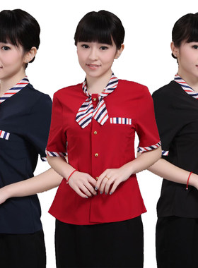 F9酒店工作服夏装女前台收银餐饮连锁饭店服务员工作服火锅店制服