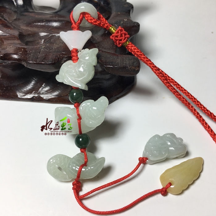天然a货翡翠玉鸡牛蛇三合包挂属鸡属牛属蛇吉祥物
