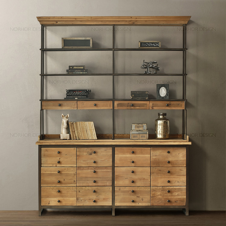 书柜美式乡村风做旧展示架子定制