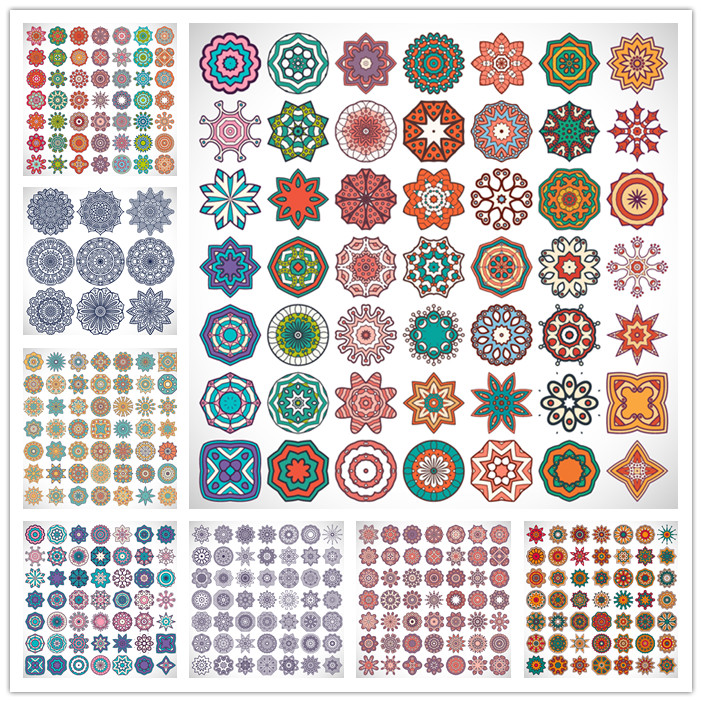 [343]彩色民族风曼陀罗花纹元素图案 AI矢量设计素材