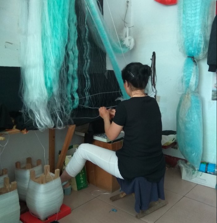 蓝绿色进口线渔网粘网三层粘鱼网丝网白条粘网挂网鲫鱼网三层丝网