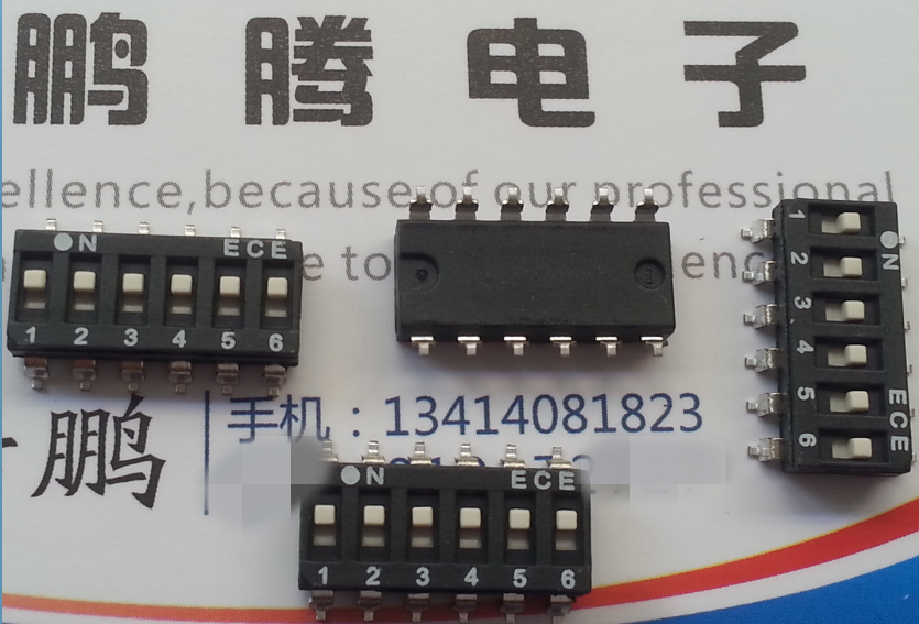 全新原装正品台湾ECE  ESD106EZ 贴片6位拨码开关 平拨 2.54mm IC型编码  一管34PCS 有详细尺寸图
