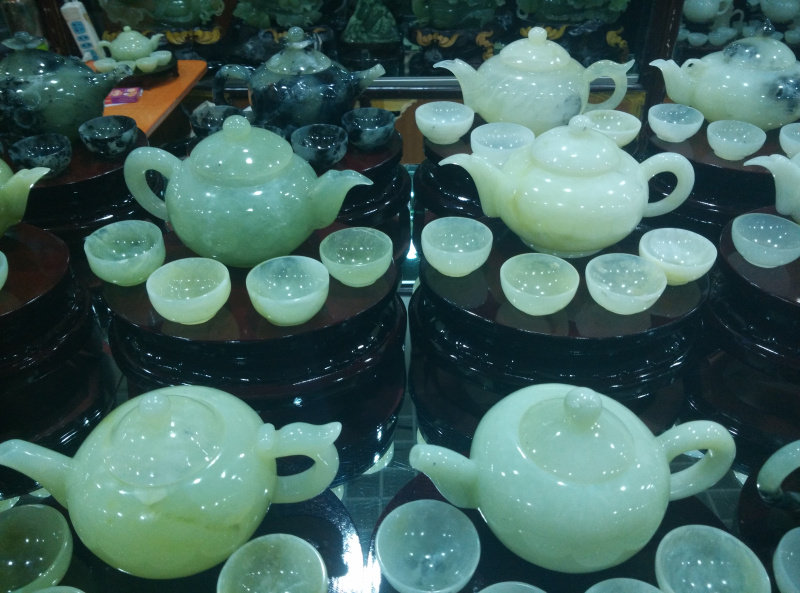 天然玉石茶壶 岫玉整套茶具茶杯茶碗 节节高茶道用品养生保健正品