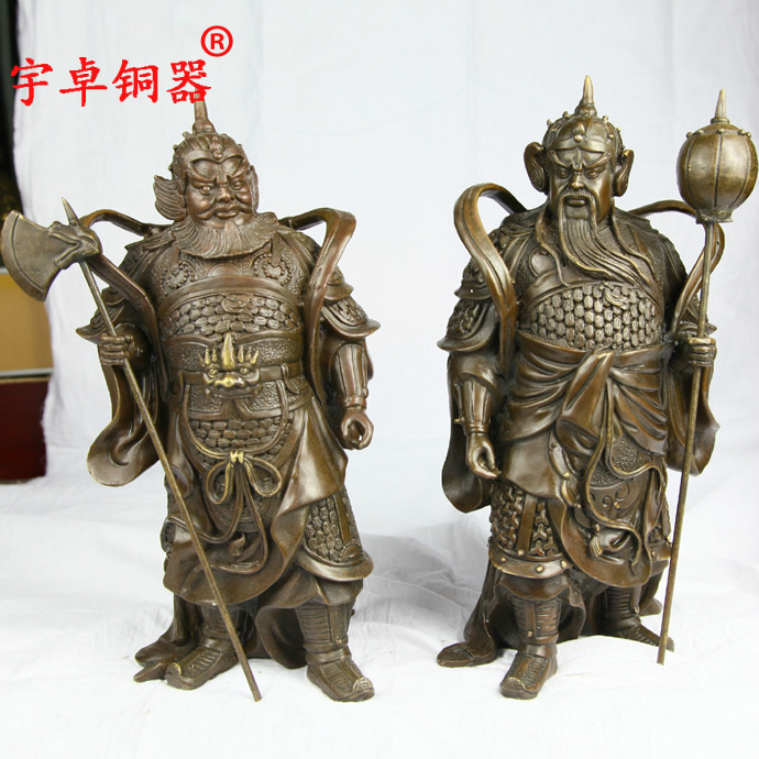 摆设门神黄铜尉迟敬德秦叔宝摆件