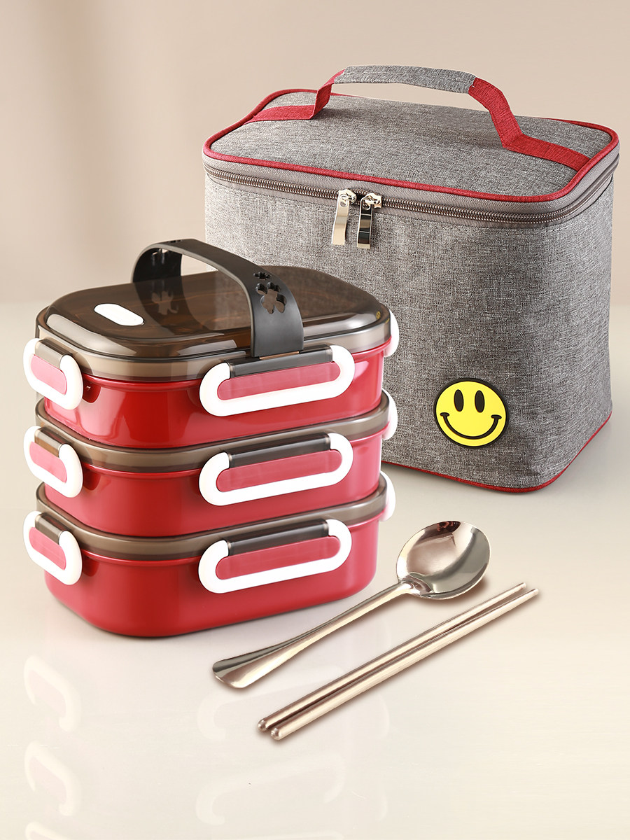 Lunch box Multi-layer separation type packing lunch box Office worker delivery box portable pot warm rice grid design