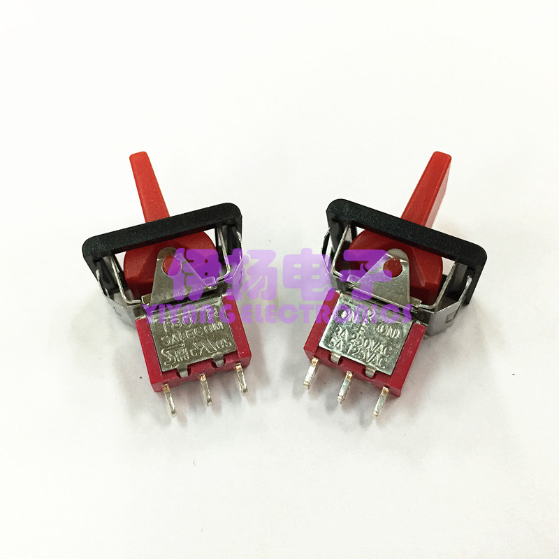 SH SALECOM台湾兴瀚进口钮子开关 T80-R R8016A 3脚3档双边复位