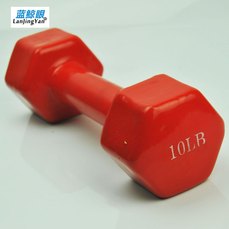 蓝鲸眼 六角哑铃 浸胶哑铃 健身 瑜伽 塑身 练臂肌 10LB 10磅手铃