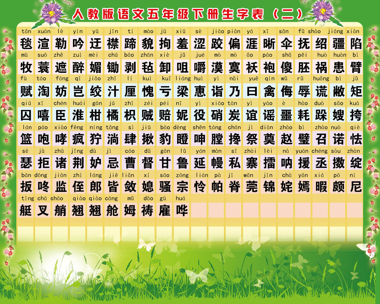 718海报印制展板写真喷绘贴纸763生字表语文