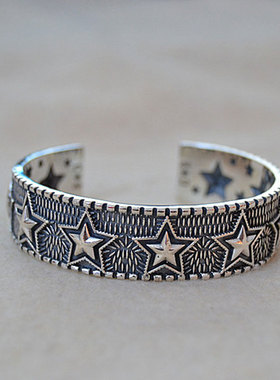 朋克风纯银开口配饰复古手环