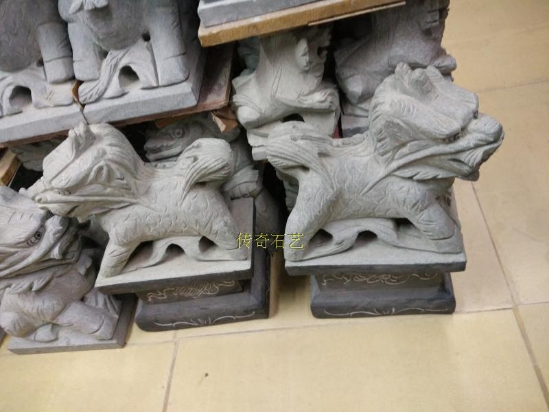 天然青石手工雕刻风水祥兽麒麟家居镇宅动物神兽惠安古典石雕