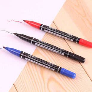 得力记号笔 勾线笔 CD光盘笔 双头油性记号笔 得力6824记号笔