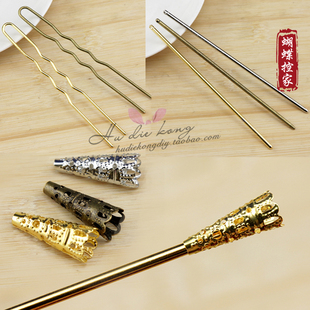 diy和风发饰材料手工花簪子细工花波浪发钗U型夹子一字发簪棒发夹