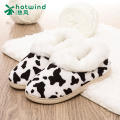 Hot Lady cow pattern home slippers new indoor winter baotou slippers at the end of 67H5904