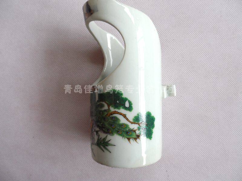 大欧鸟笼景德镇食罐防止鸟溅食水桶食罐三种型号贴花鹩哥八哥画眉
