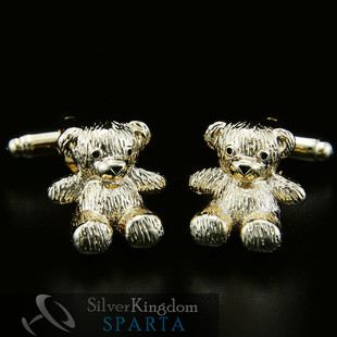 斯巴达 无敌笨笨熊 可爱小熊造型袖扣 法式衬衫 袖钉 男士袖口