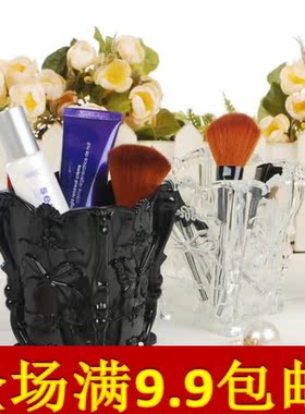 D34安娜风格收纳盒立体蝴蝶复古桌面化妆刷收纳盒梳妆台笔刷筒