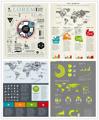 A1729矢量扁平化信息图模板柱状图环形图表Infographics AI设计素