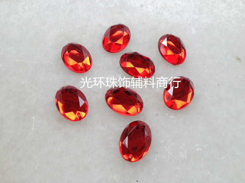 DIY材料 大红色8*10mm-23*36mm椭圆形平面亚克力钻 多规格