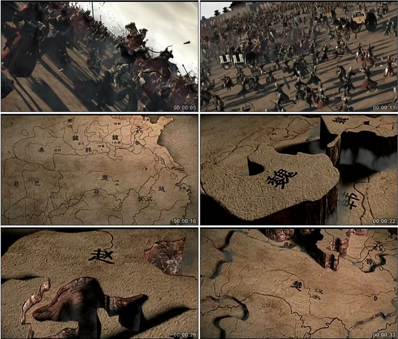 中国古代战争士兵拼杀战场七国争霸战国版图高清实拍视频素材