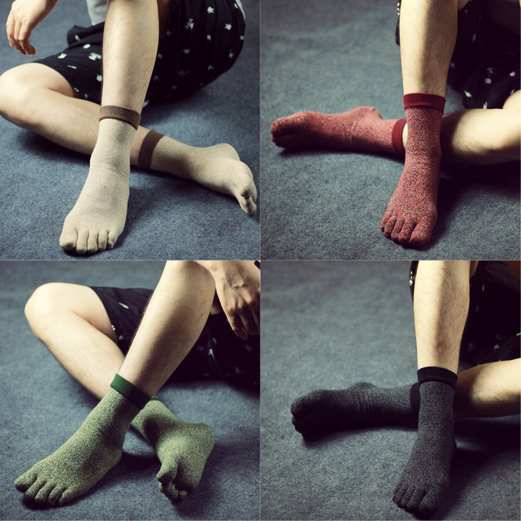 内田复古并线精梳棉男士五指袜中筒保暖吸汗防臭棉质脚趾袜无缝袜,女士内衣/男士内衣/家居服,中筒袜,淘宝优惠券,粉丝福利购,淘宝优惠卷