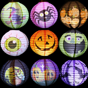 万圣节灯笼南瓜灯酒吧装饰品场景布置鬼屋鬼节杰克手提南瓜纸灯笼