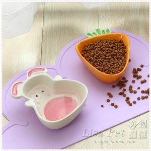 胡萝卜兔子 宠物碗狗碗猫碗猫盆小狗狗碗猫食盆陶瓷泰迪猫咪用品