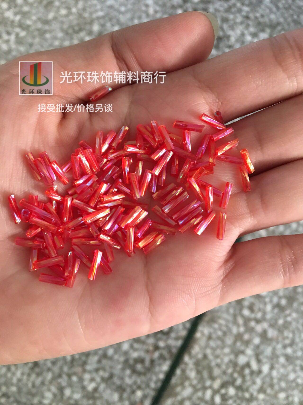 DIY流苏装饰 2*4.5mm-2*12mm彩红色螺旋珠管 彩大红色螺纹玻璃管z