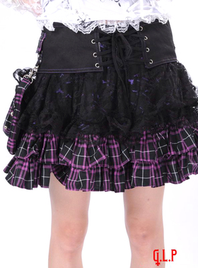 新款GLP裙挂双腰包多穿法格子裙视觉MAD哥特KERA 61091短裙甜美