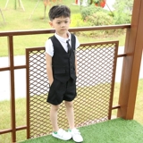 Trang Phục trẻ em Trai Little Hosts Dresses Mùa Hè Flower Girl Dresses Trai Nhỏ Phù Hợp Với Ngắn Tay Áo Bộ England