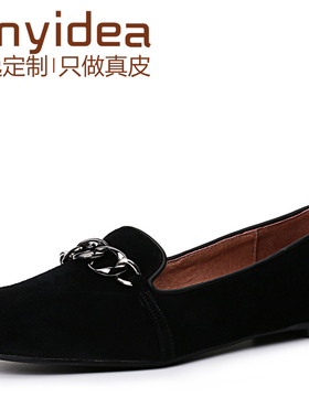 匠逸定制四季春秋新款大小码平底真皮女鞋休闲舒适圆头28-46码