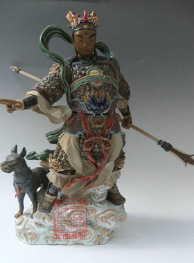 陶瓷石湾公仔二郎神工艺品