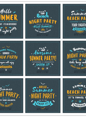 A3203矢量夏天聚会LOGO英文短语插画banner AI设计素材