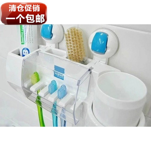 韩国进口正品昌信压扣强力吸盘牙具架5P牙刷挂收纳架牙刷架包邮