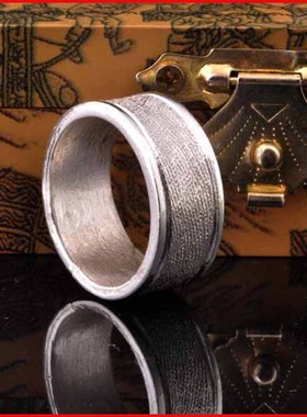 文泽百岁银坊方形磨砂手工戒指