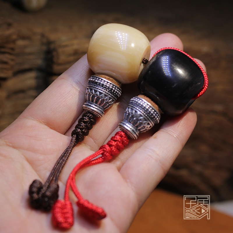 子鱼居 文玩配饰 天然牛角佛头三通26-42mm大尺寸配大金刚核桃串