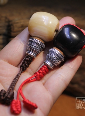 子鱼居 文玩配饰 天然牛角佛头三通26-42mm大尺寸配大金刚核桃串