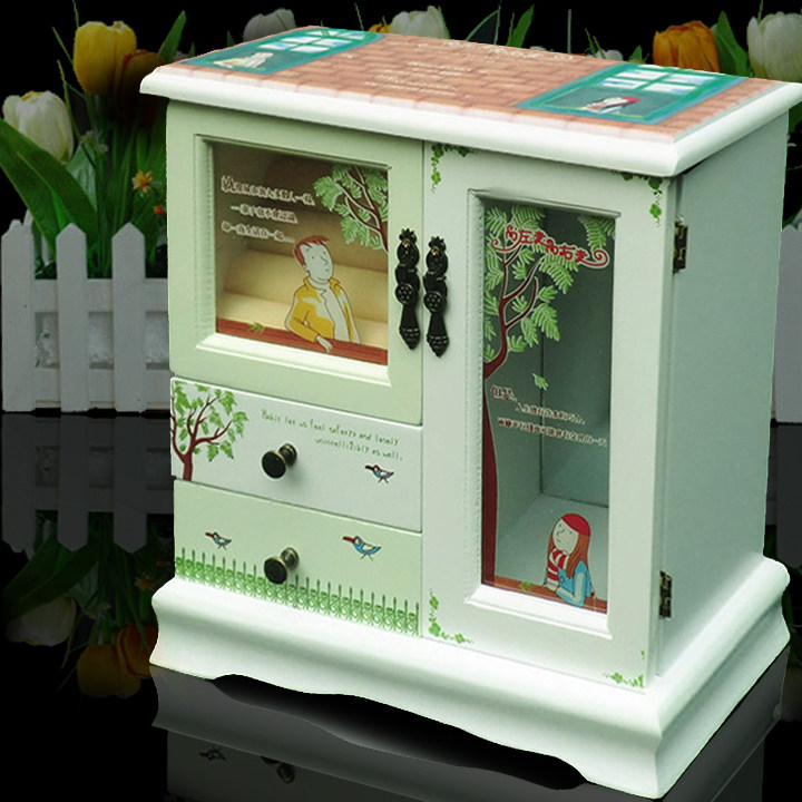 新品特价包邮！公主欧式韩国复古首饰盒饰品收纳梳妆盒木质带镜子