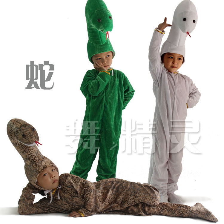 六一新品促销儿童学生运动会动物造型青白蟒蛇表演服亲子舞蹈服装