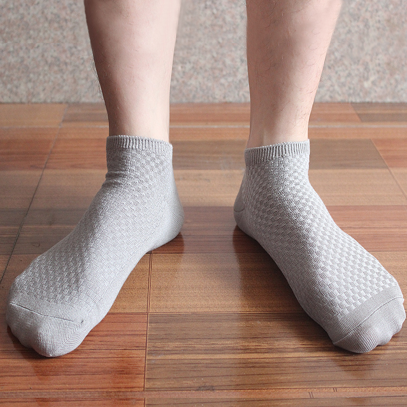 男船袜夏季薄款 纯色透气短筒袜子竹纤维休闲男袜低帮 吸湿排汗